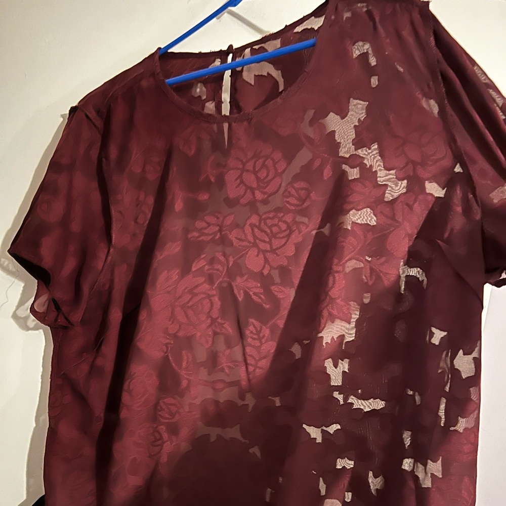 Torrid burgundy see through shirt